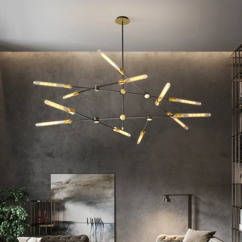 Minimalist tubular glass chandelier