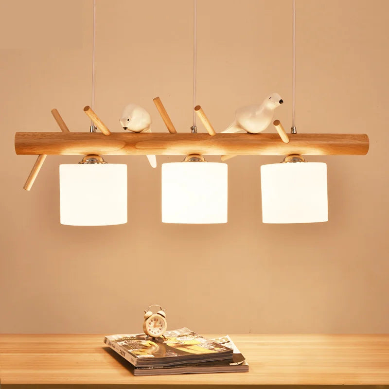 Elegant bright Nordic wood pendant light