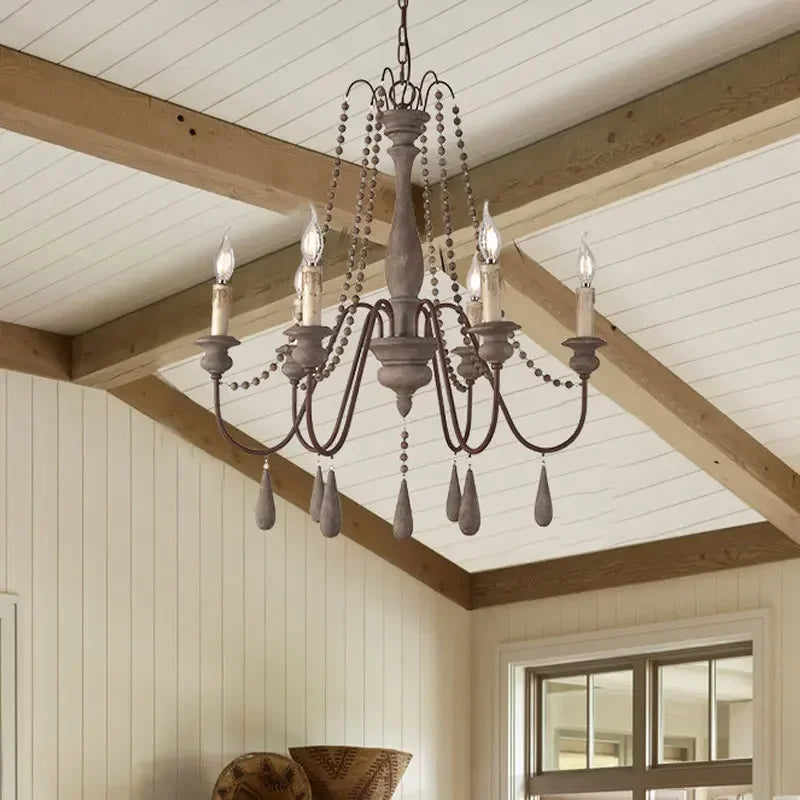 Retro wooden chandelier for elegant interior decoration