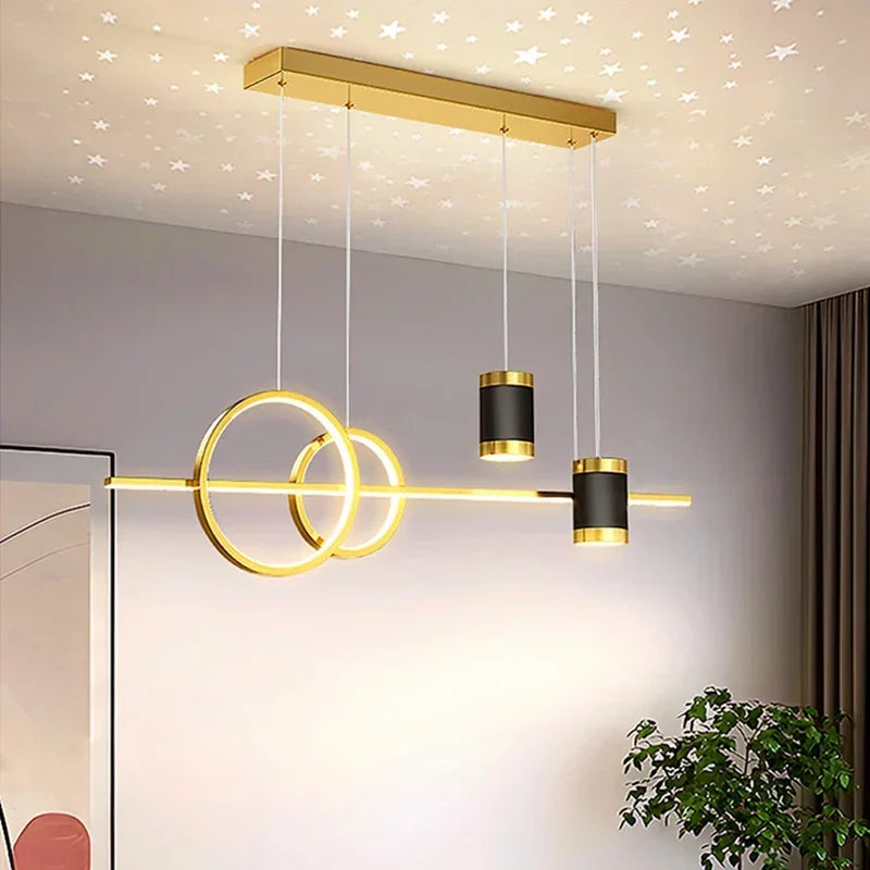 Golden Starry Geometric Pendant Light for Kitchen Island