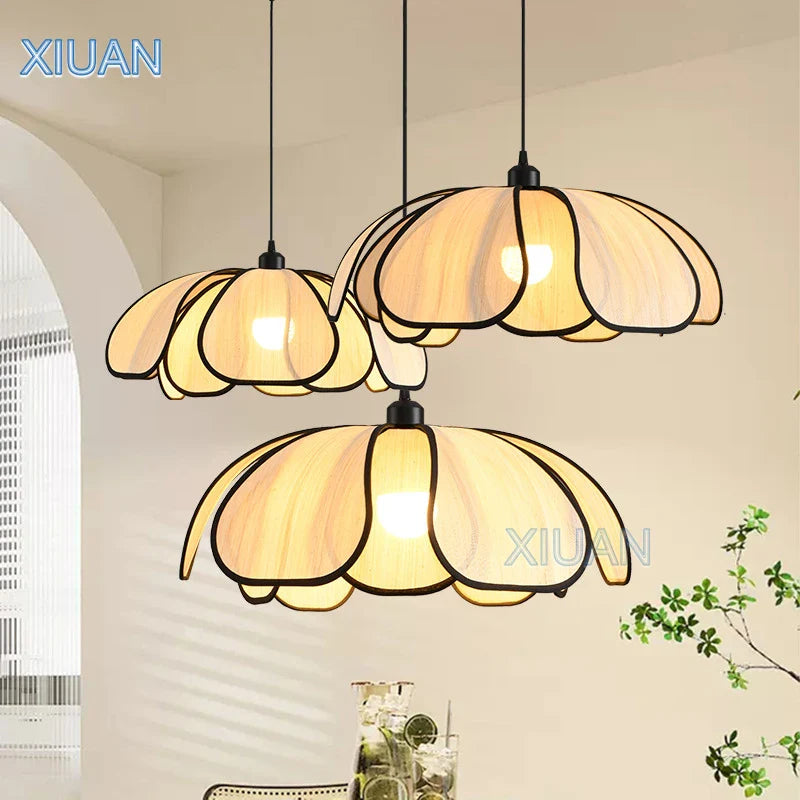 Handmade abaca French retro style LED chandelier