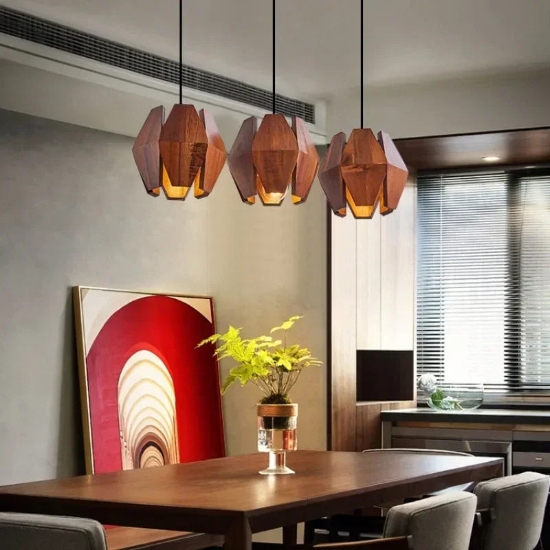 Retro solid wood living room chandelier