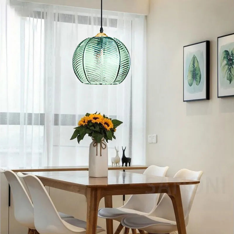 Nordic minimalist striped glass chandelier