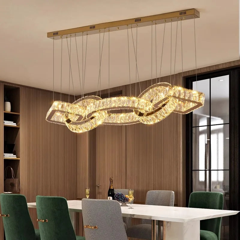 Modern golden crystal design chandelier for dining room indoor lighting