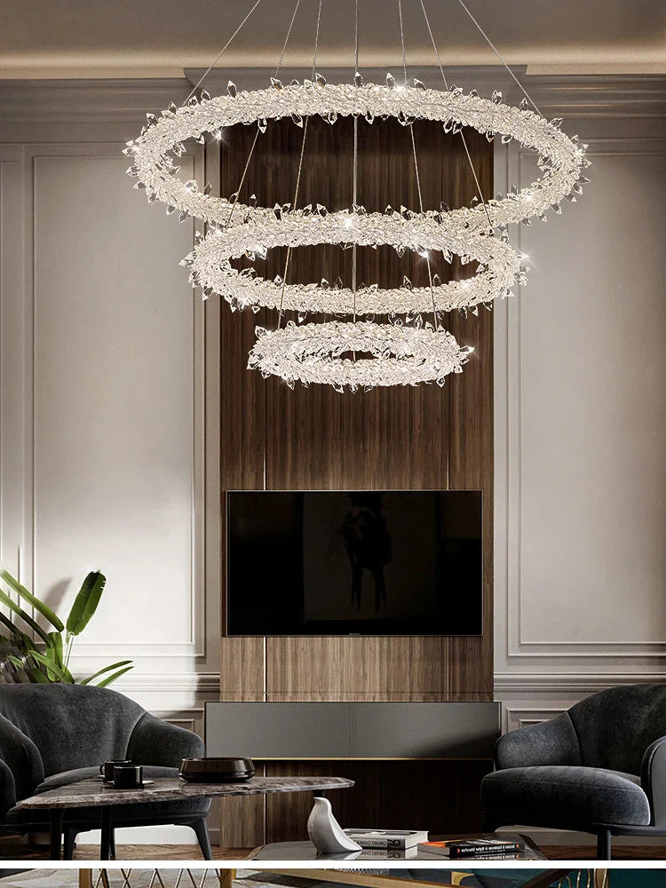 Luxury Crystal Chandelier Ice Flower Elegant Hanging Lighting