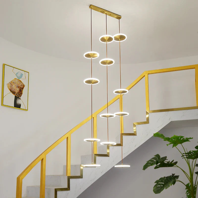 modern LED chandelier for a stylish and elegant staircase