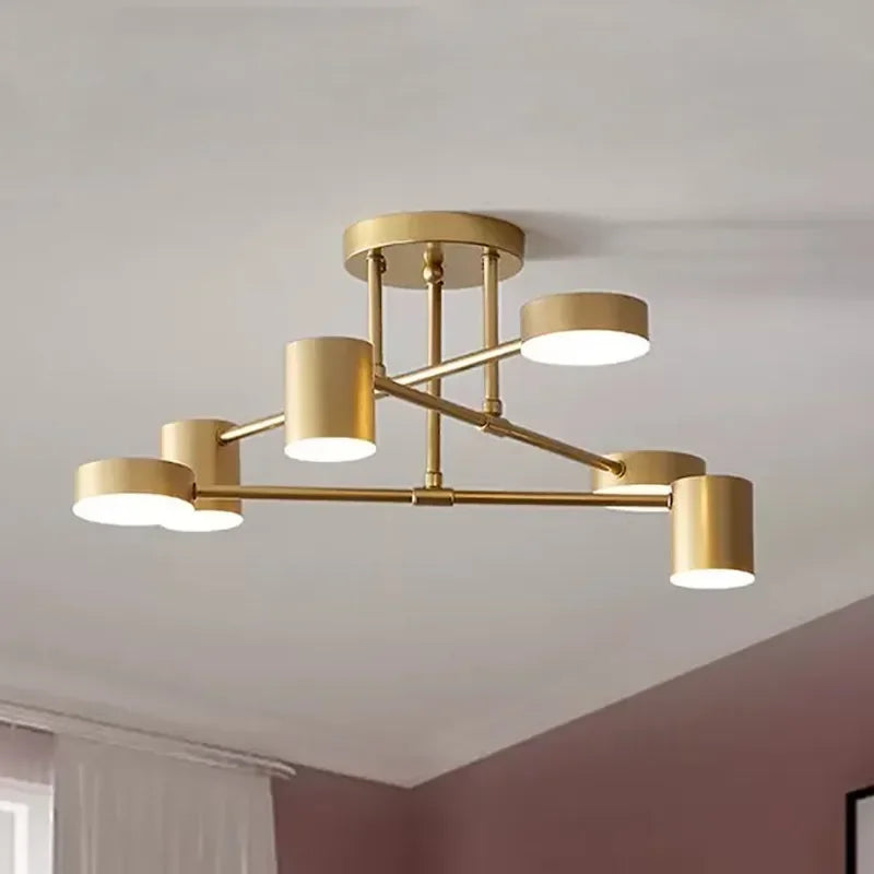 Modern LED Chandelier Semi-Flush Mount Black White Gold for Living Room Dining Room Bedroom
