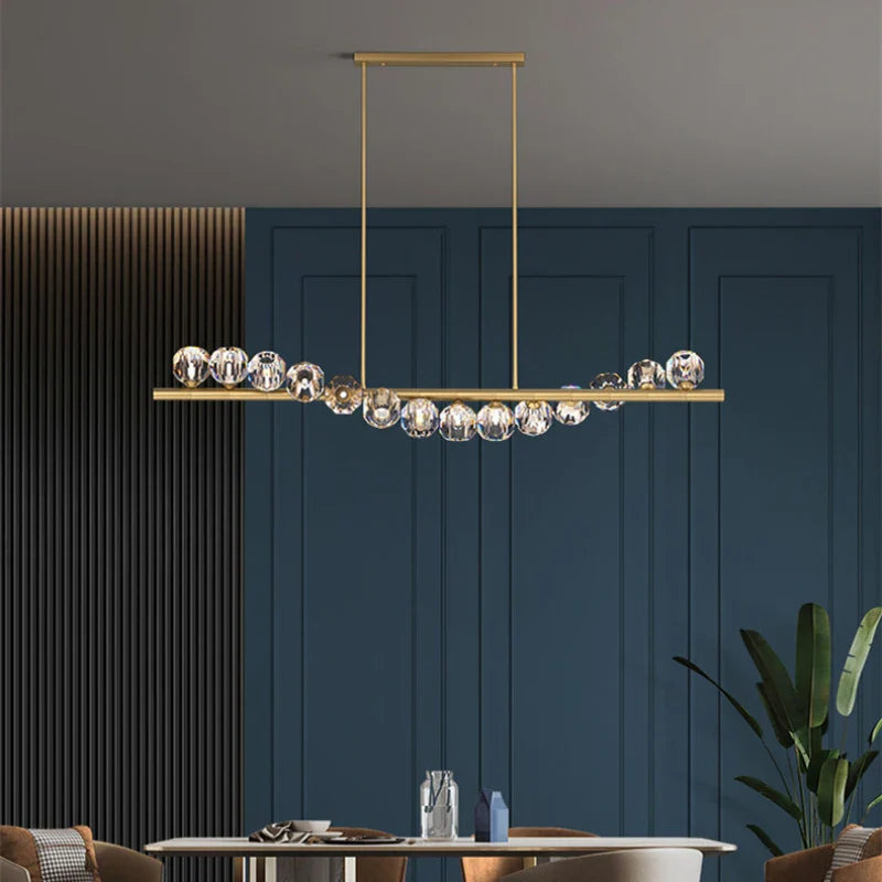 Elegant copper crystal chandelier.