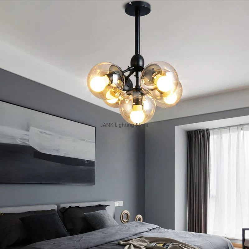 Retro Industrial Style Bean Ball Glass LED Chandelier