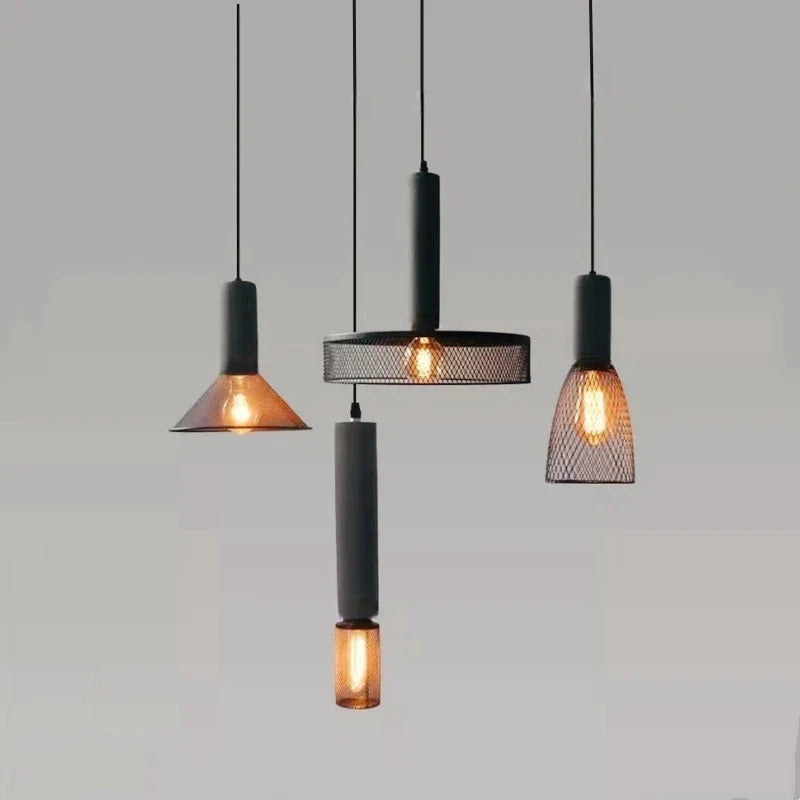 Suspended industrial cement chandelier