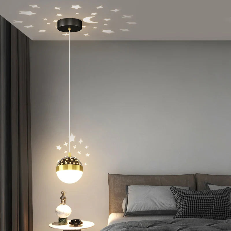 Luxury minimalist modern chandelier starry sky projection