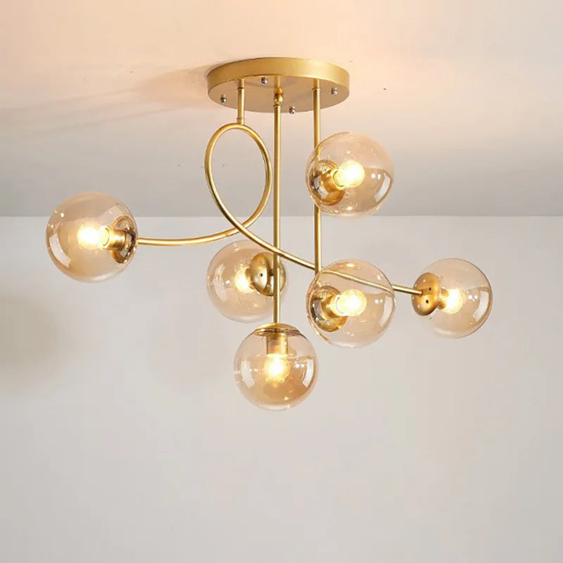 Modern Nordic Minimalist Gold Glass LED Chandelier