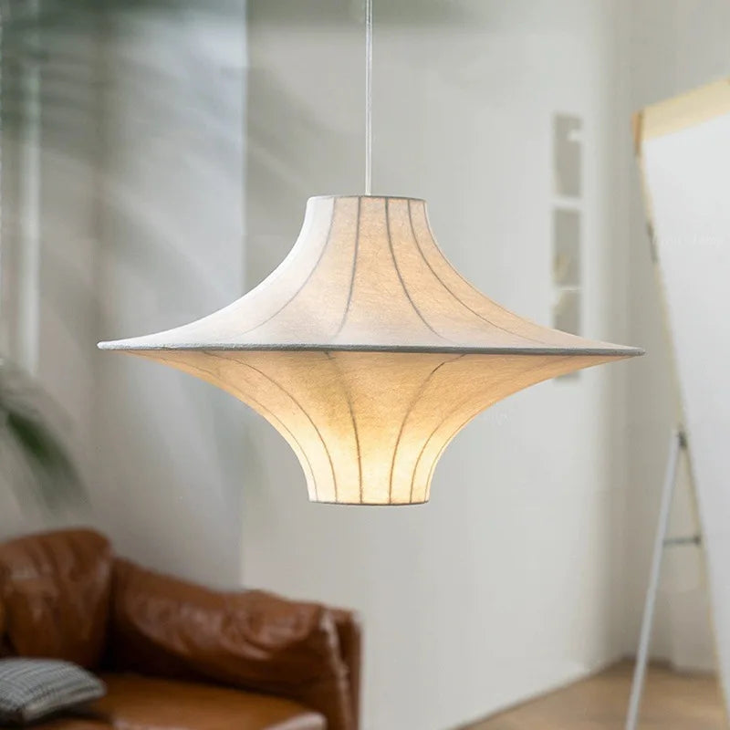 Japanese design silk chandelier in wabi-sabi style for elegant lighting
