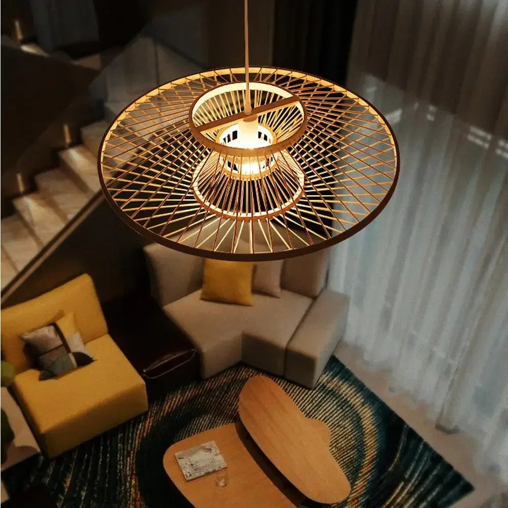 Luminous bamboo chandelier