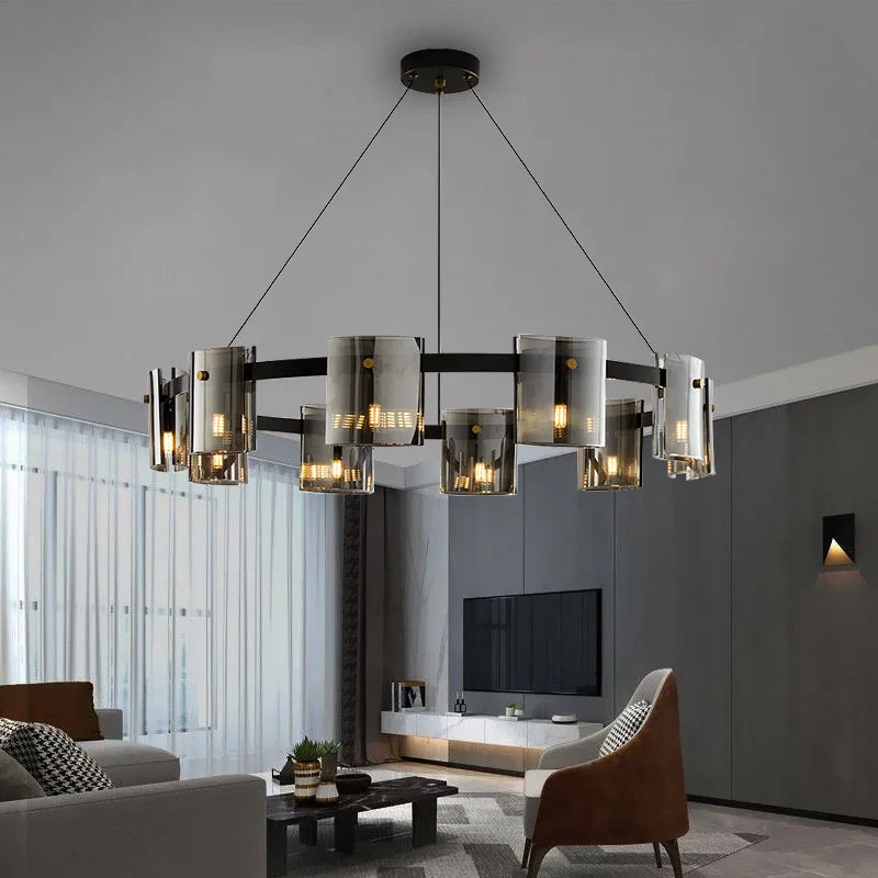 Modern smoked glass chandelier for elegant decor