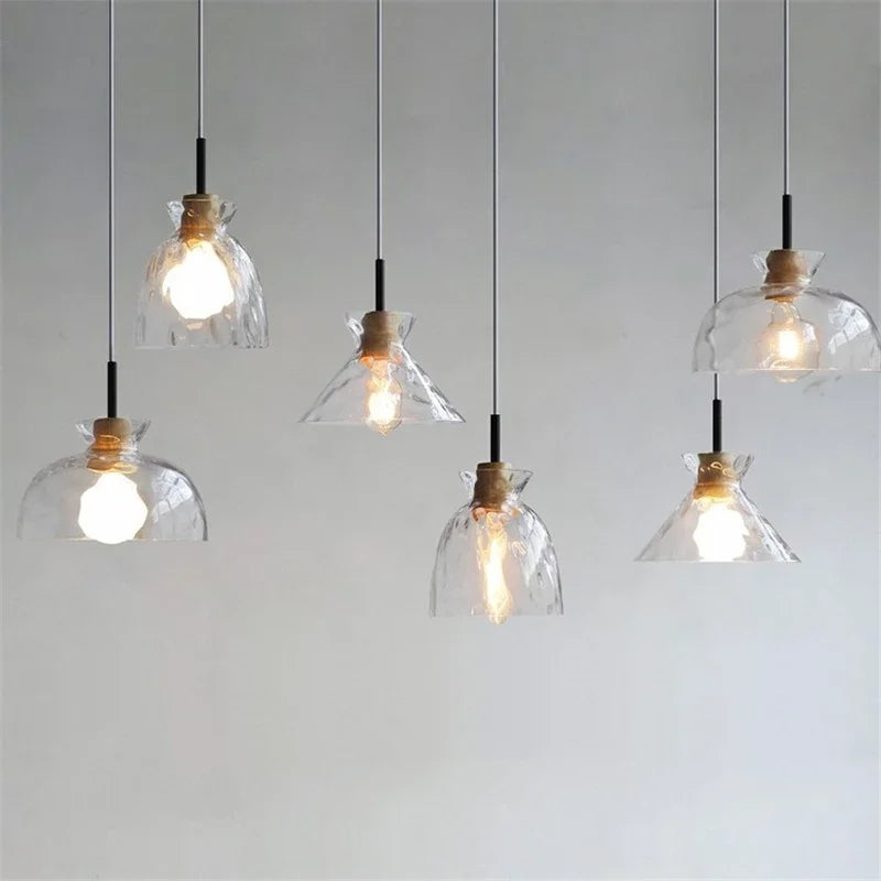 Modern wood and glass chandelier for Nordic decor