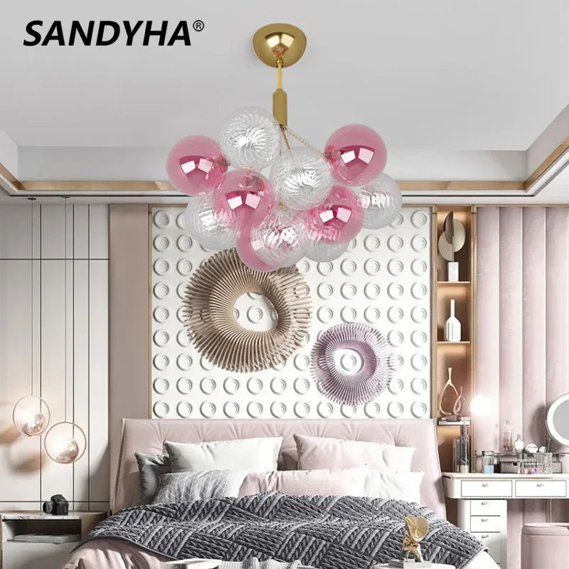 Modern chandelier multicolored glass ball luxury decoration lighting