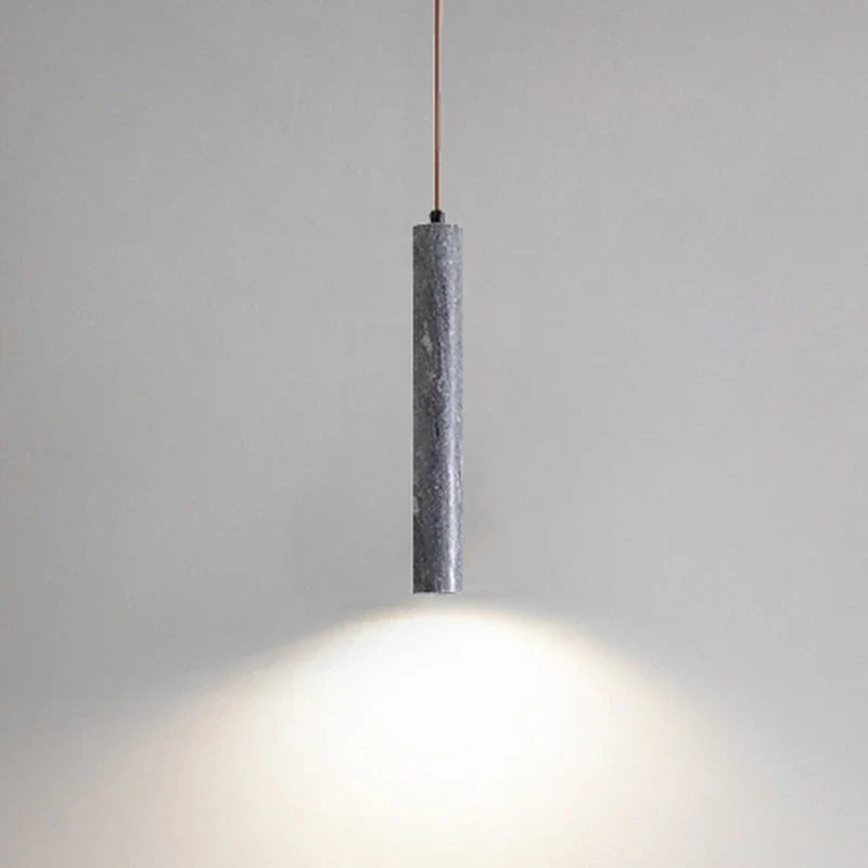 Cylindrical minimalist luxury natural marble LED chandelier
