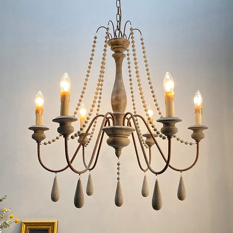 Rustic elegant vintage wood chandelier
