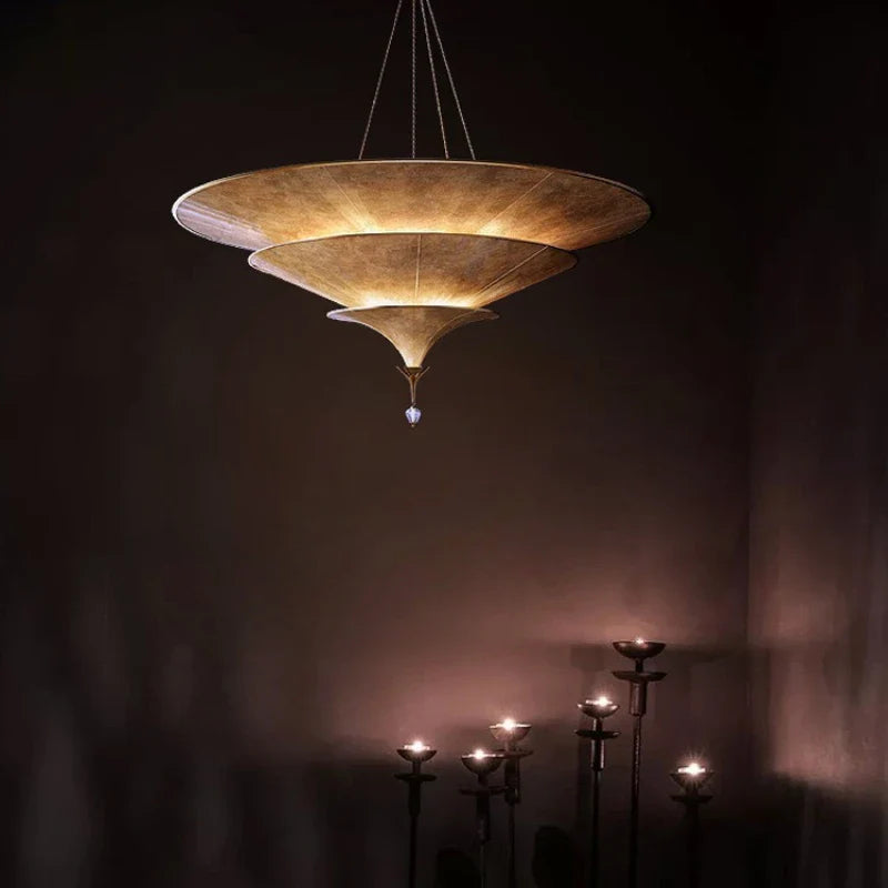 Wabi-sabi style Thai umbrella chandelier for modern interior