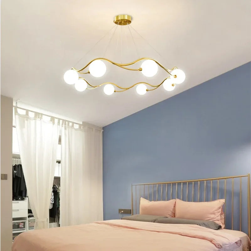 Luxury royal gold chandelier with LED glass ball