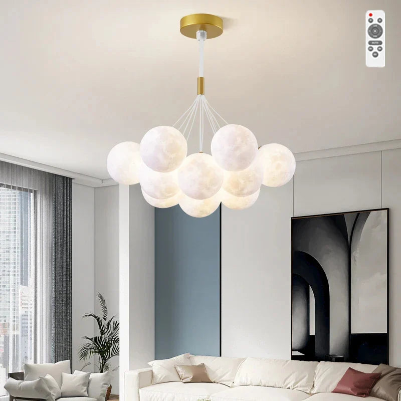 Modern children's chandelier with bubble pendant and remote control
