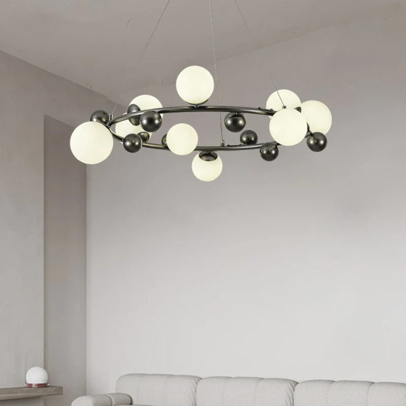 Modern Adjustable Metal and Glass Indoor Chandelier