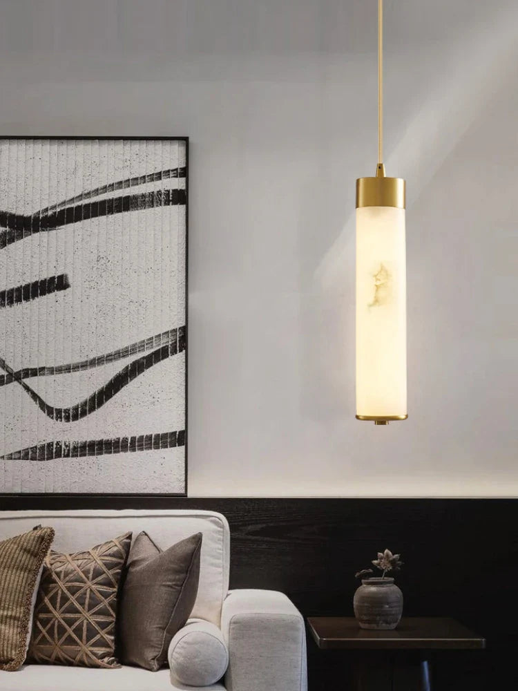 Pure natural marble and copper chandelier for modern minimalist decoration