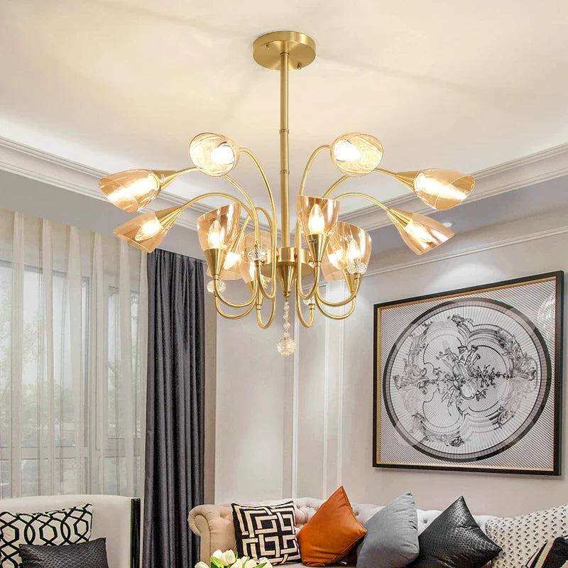 Modern Copper Crystal Chandelier for Indoor Lighting