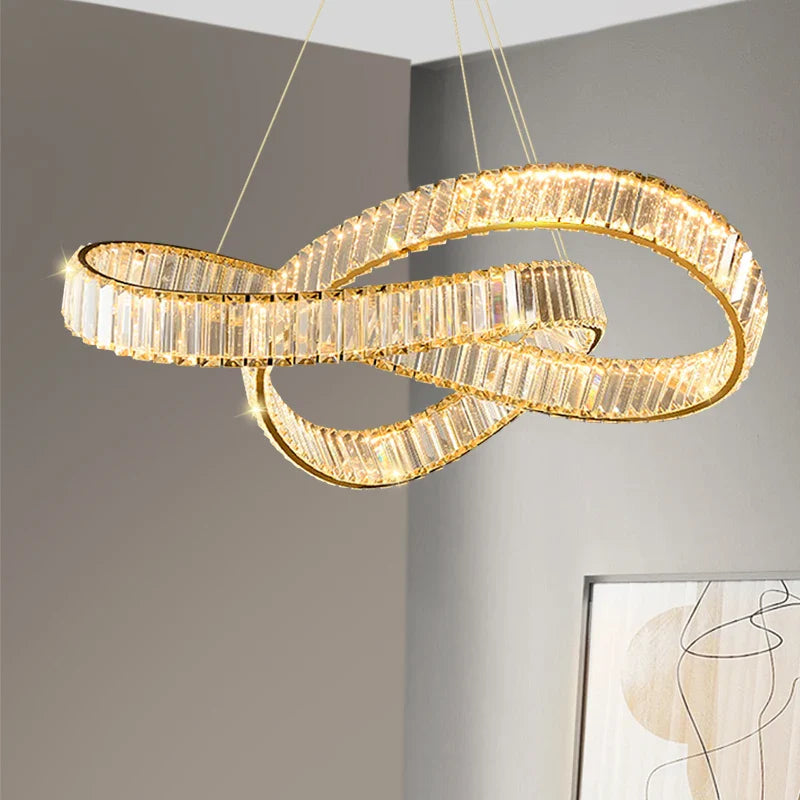 Modern minimalist spiral LED crystal pendant light