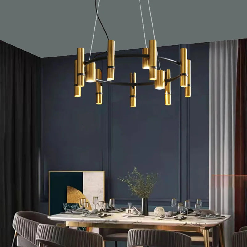 Versatile modern gold chandelier