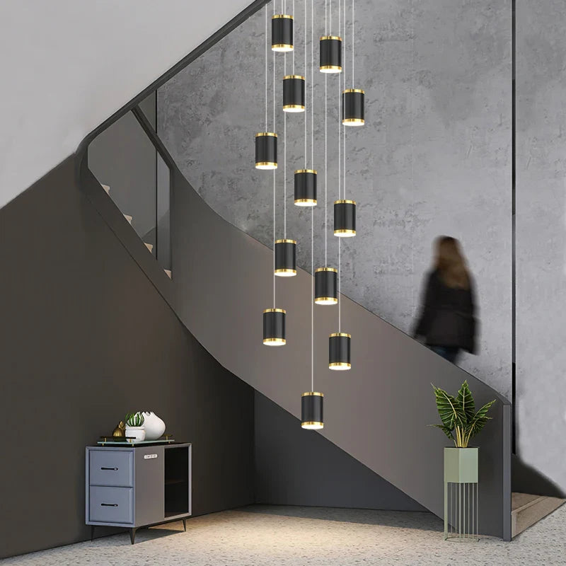 Modern LED chandelier for stairs and contemporary interiors