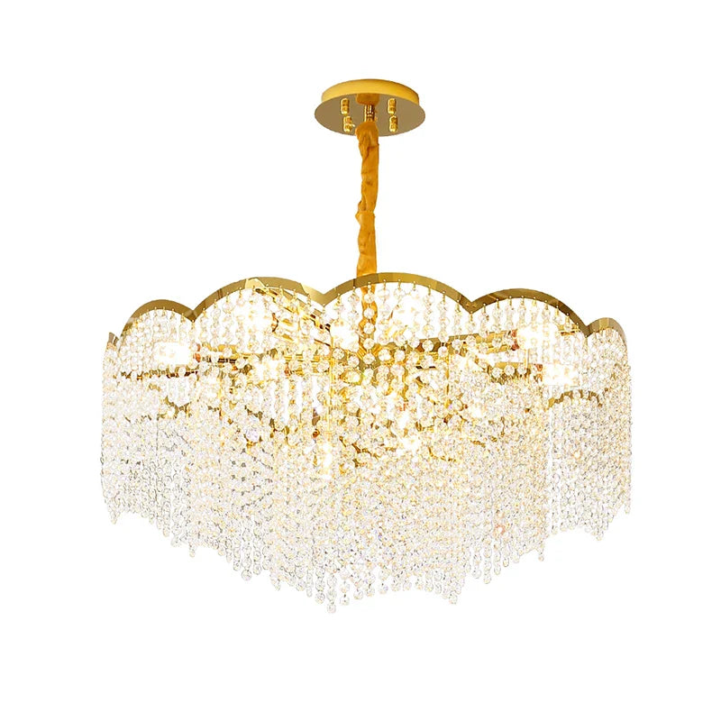 Modern gilded crystal chandelier elegant design high suspension for interiors