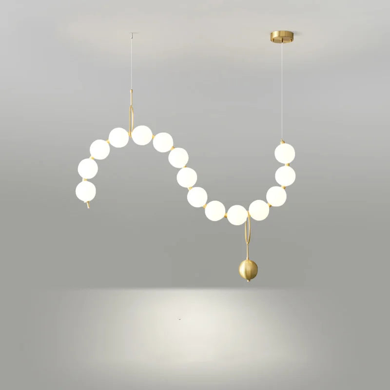 White acrylic pendant light with beads