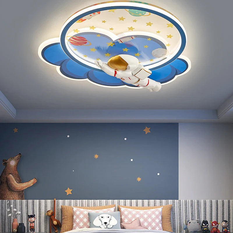 Astronaut Cloud-Shaped Chandelier, LED Dimmer, Remote Control, Eye Protection
