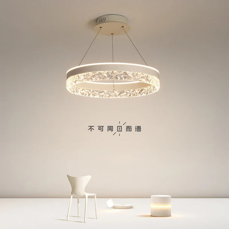 Minimalist LED chandelier with crystal rings