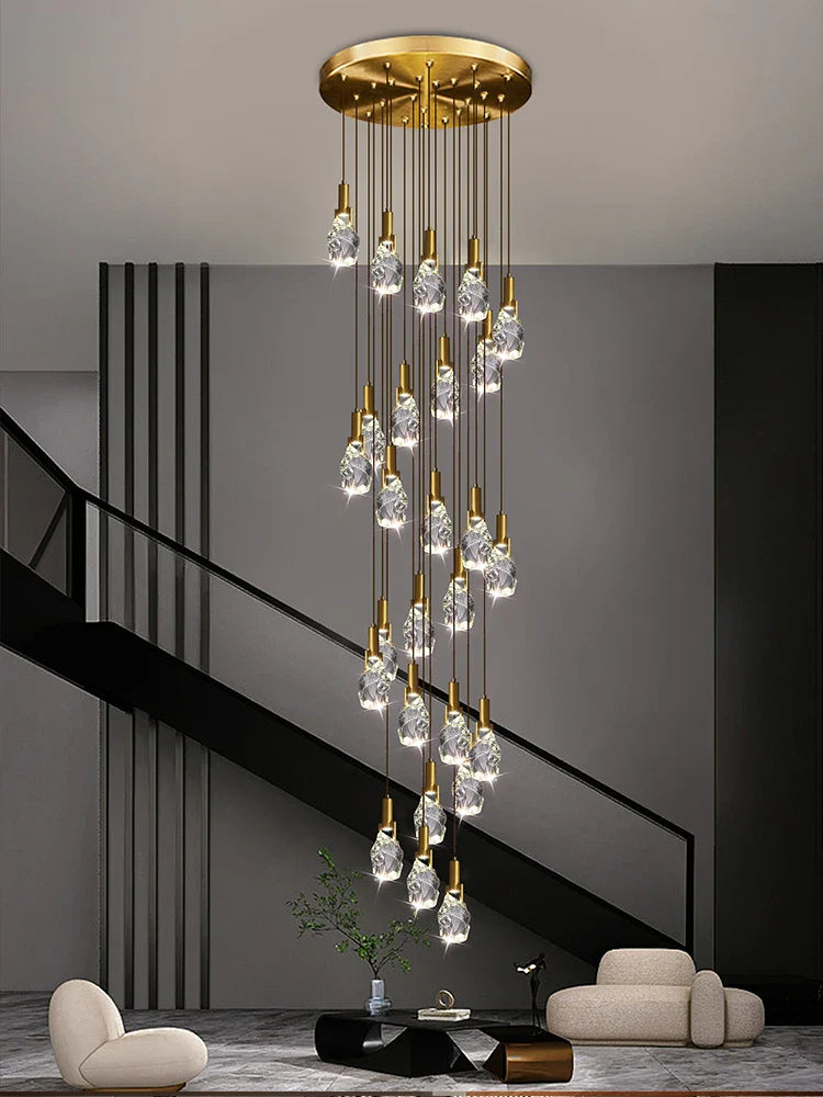 Modern creative crystal chandelier for spiral staircase