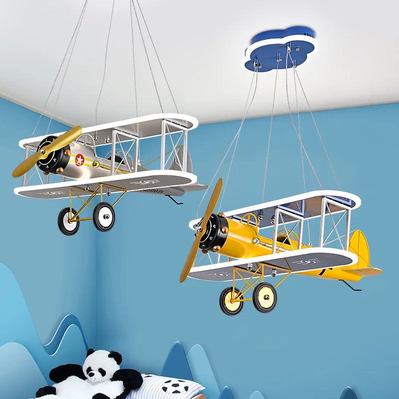 Creative plane helicopter chandelier for modern children's room