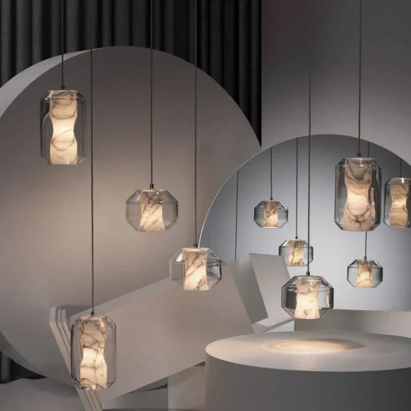 Nordic design natural glass chandelier for interior decoration