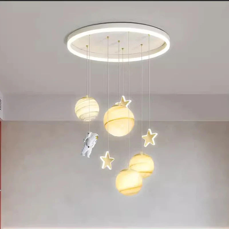 Modern design luminous astronaut chandelier for children's room