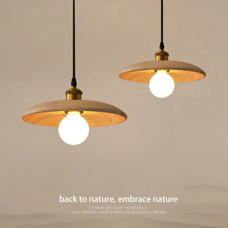 Minimalist solid wood modern pendant light