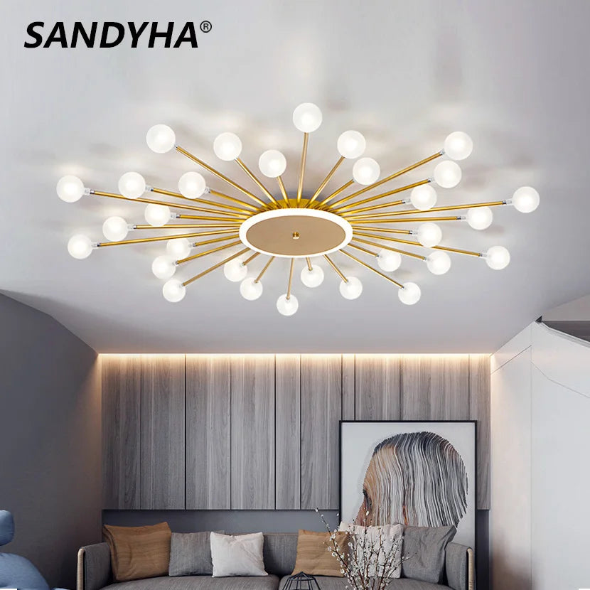 sandyha Modern Metal Chandelier with Glass Ball