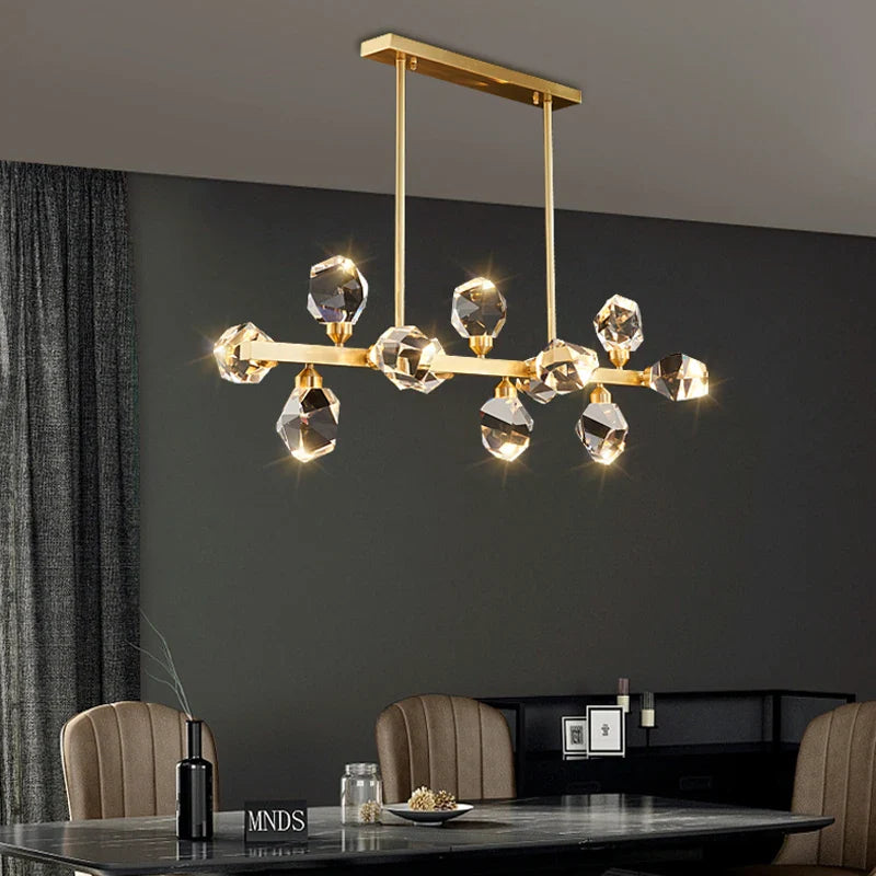 modern brass crystal diamond luxury LED chandelier