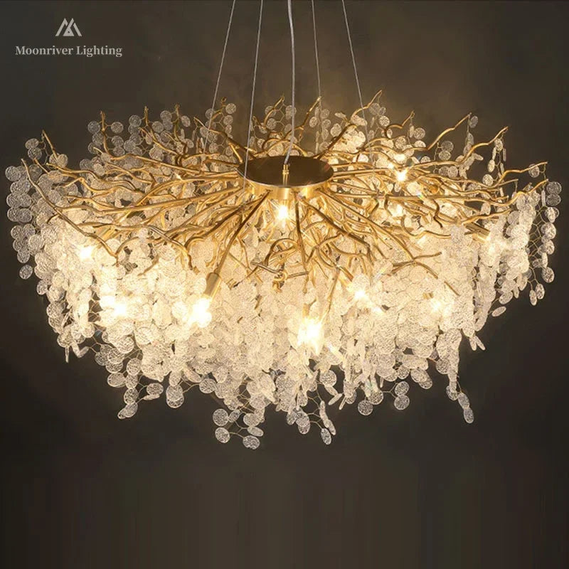 European style gilded crystal chandelier elegant interior decoration