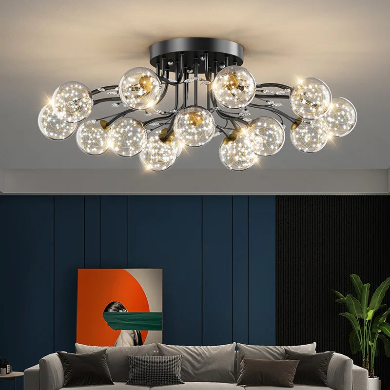 Modern and elegant bubble glass LED chandelier