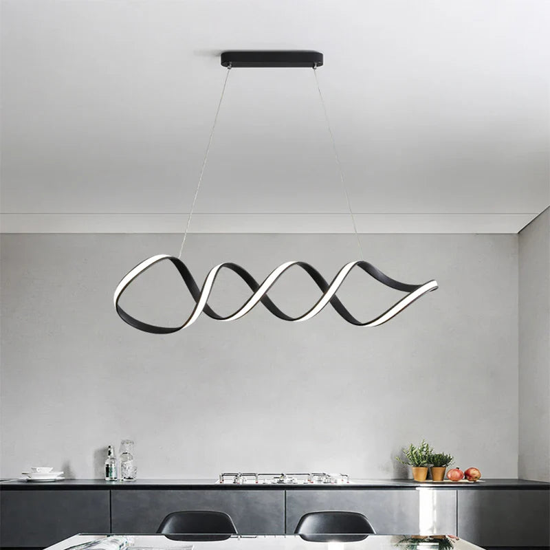 Minimalist LED Spiral Chandelier Home Decor Indoor Lighting