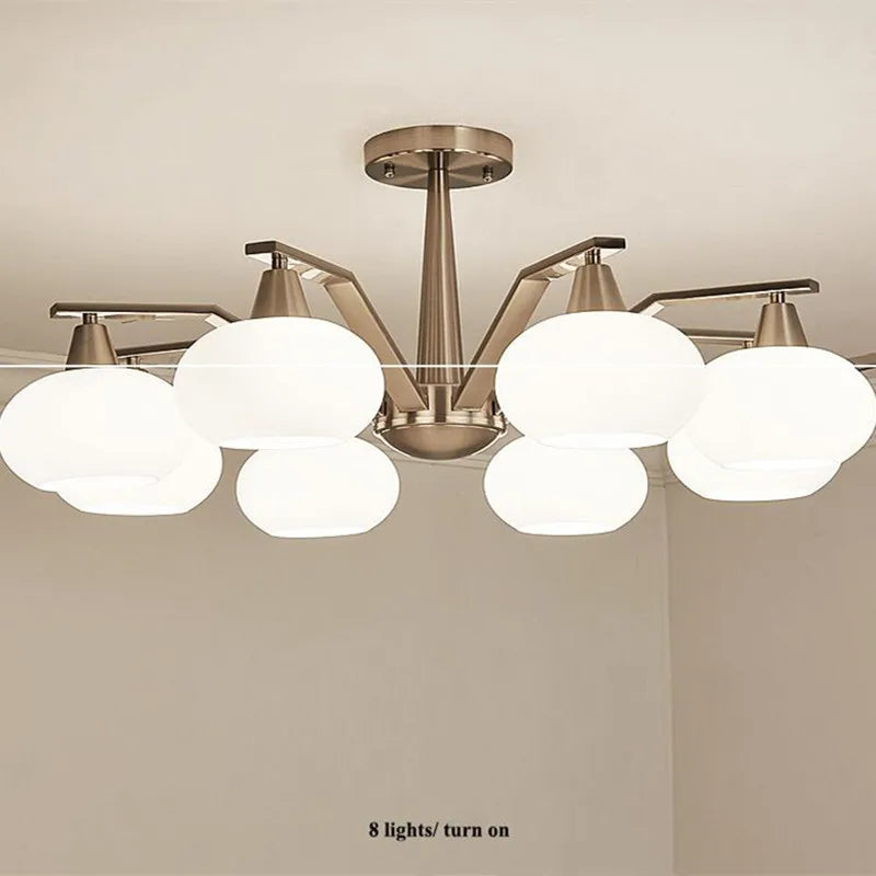 Modern nickel-plated metal chandelier with LED lighting