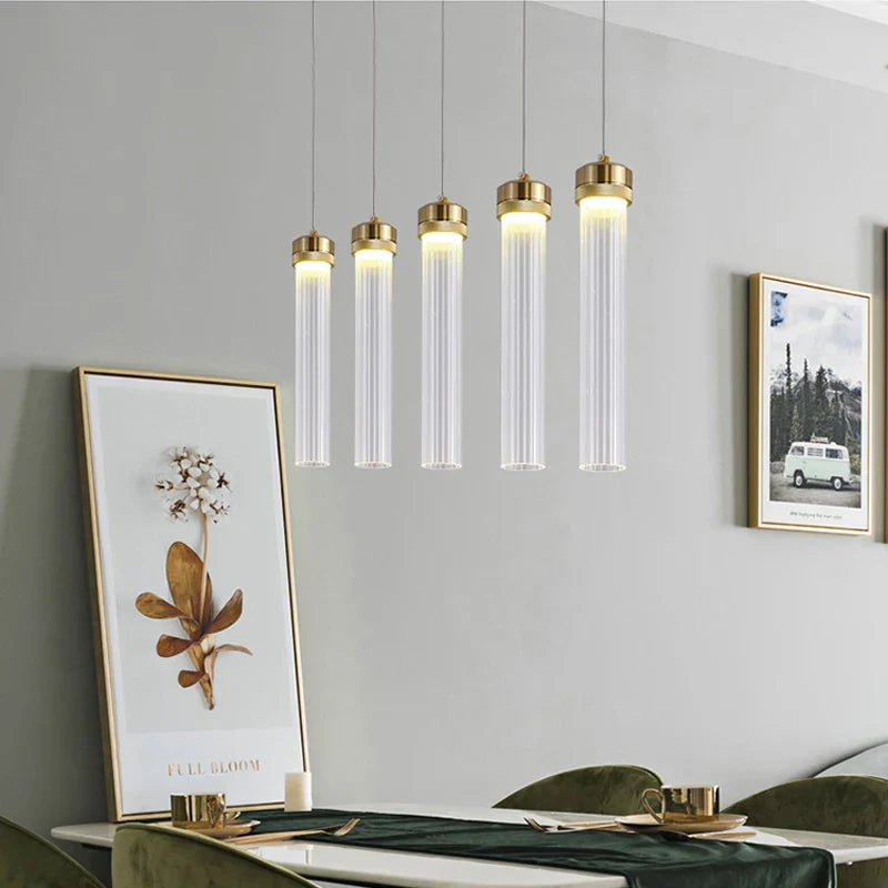 Nordic minimalist striped glass chandelier for home decor