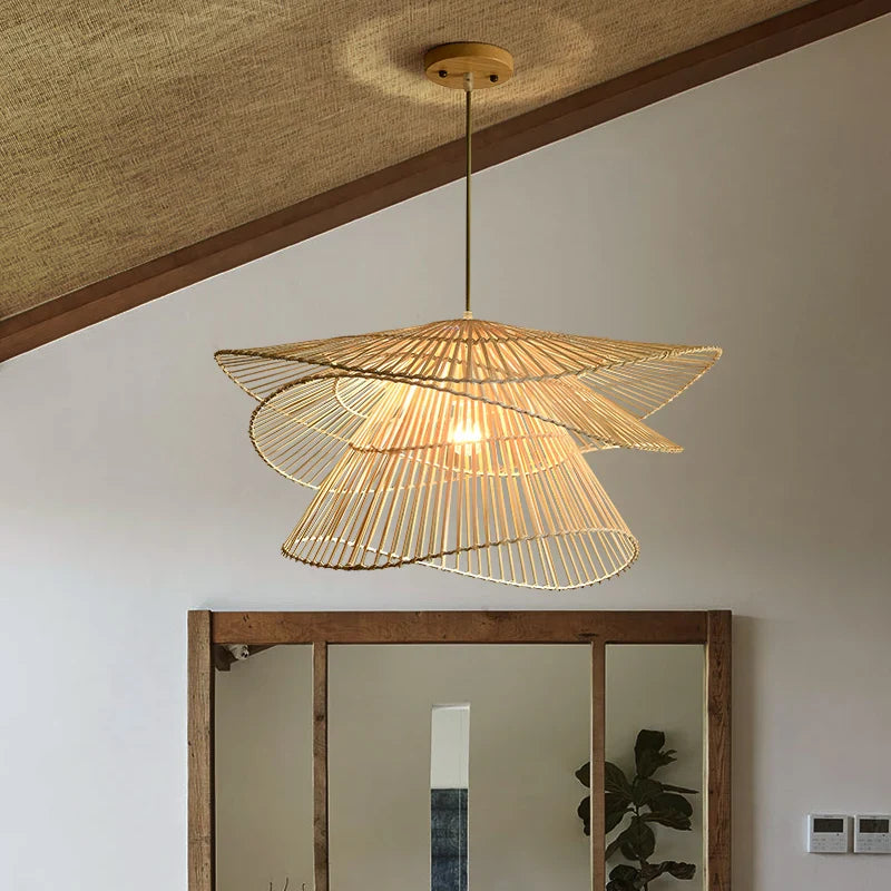 Creative rattan bamboo LED chandelier for home decoration