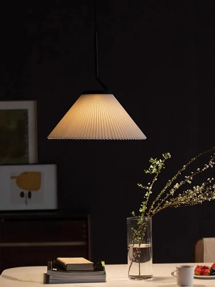 Elegant Pleated Cream Nordic Pendant Light